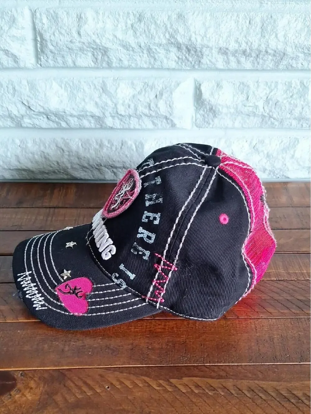Y2k Browning Pink And Black Country Trucker Hat